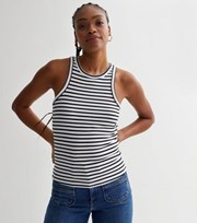 New Look Tall Black Stripe Ribbed Jersey Racer Vest